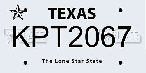 KPT2067 Texas License Plate