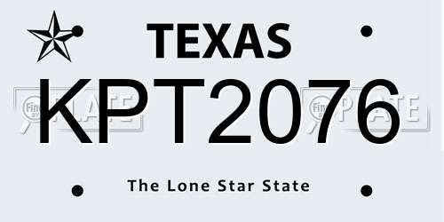 KPT2076 Texas License Plate