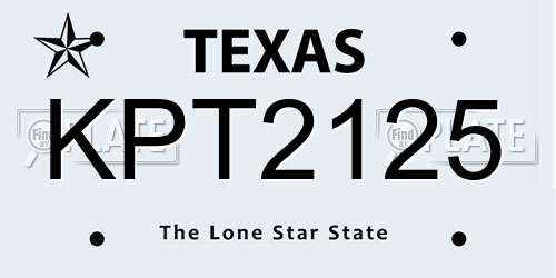 KPT2125 Texas License Plate