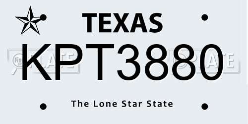 KPT3880 Texas License Plate