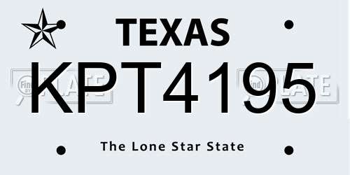 KPT4195 Texas License Plate