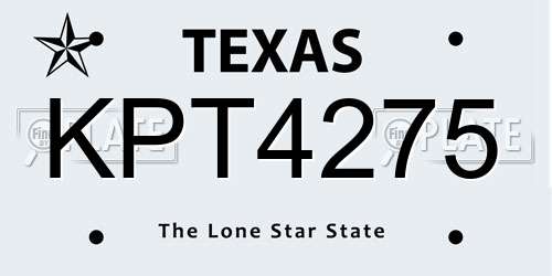 KPT4275 Texas License Plate