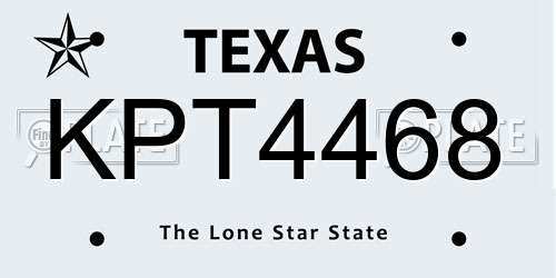 KPT4468 Texas License Plate