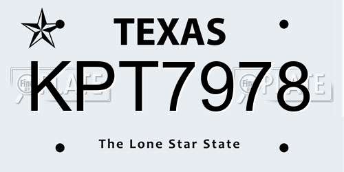 KPT7978 Texas License Plate