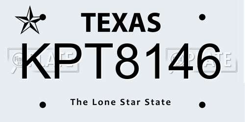 KPT8146 Texas License Plate