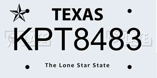 KPT8483 Texas License Plate