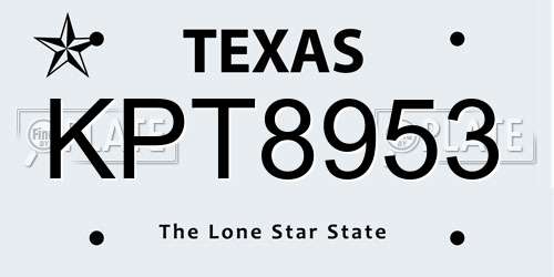 KPT8953 Texas License Plate