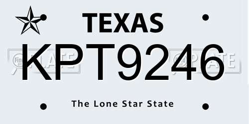 KPT9246 Texas License Plate
