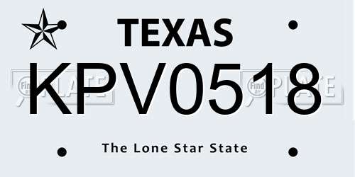 KPV0518 Texas License Plate