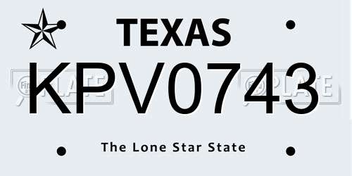 KPV0743 Texas License Plate