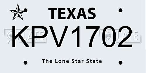 KPV1702 Texas License Plate