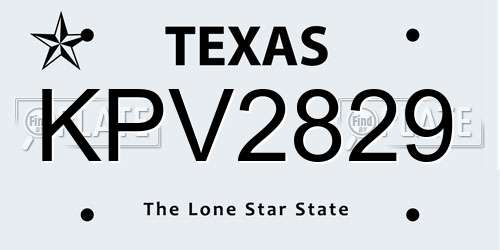 KPV2829 Texas License Plate