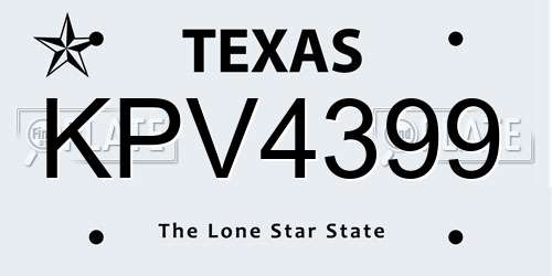 KPV4399 Texas License Plate