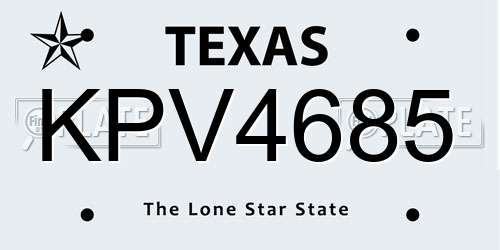KPV4685 Texas License Plate
