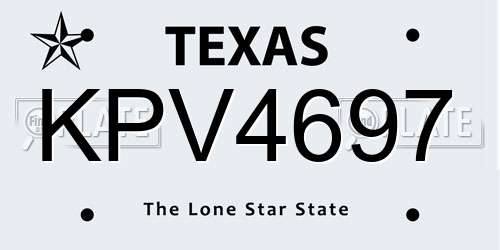 KPV4697 Texas License Plate
