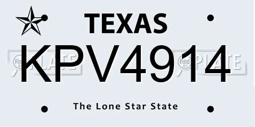 KPV4914 Texas License Plate