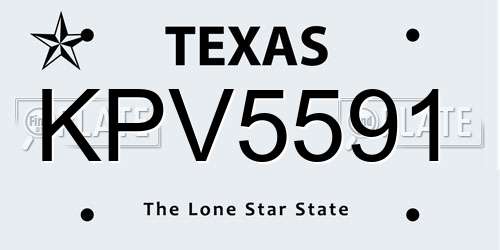 KPV5591 Texas License Plate