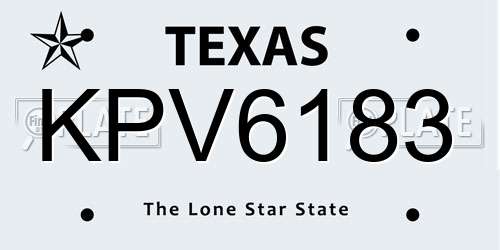 KPV6183 Texas License Plate