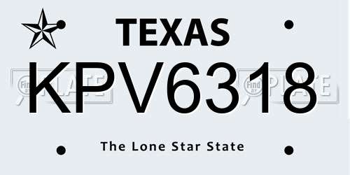 KPV6318 Texas License Plate