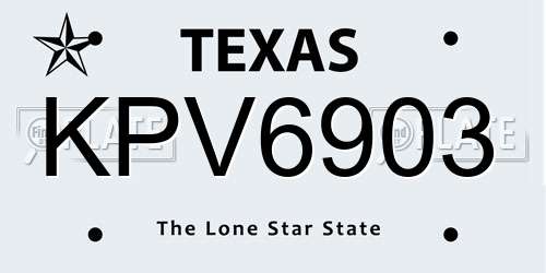 KPV6903 Texas License Plate