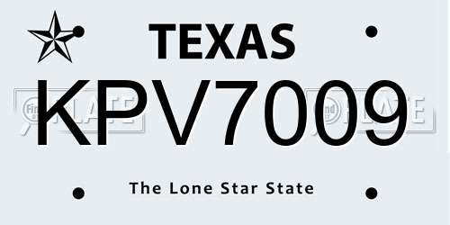 KPV7009 Texas License Plate