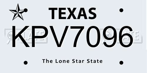 KPV7096 Texas License Plate