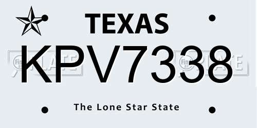 KPV7338 Texas License Plate