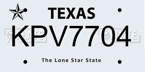 KPV7704 Texas License Plate