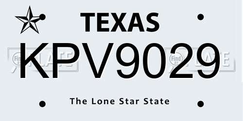 KPV9029 Texas License Plate