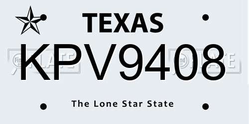 KPV9408 Texas License Plate