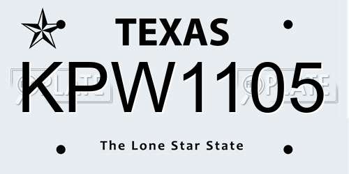 KPW1105 Texas License Plate