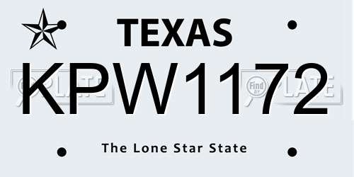 KPW1172 Texas License Plate