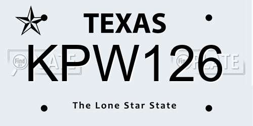 KPW126 Texas License Plate