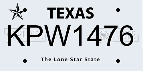 KPW1476 Texas License Plate