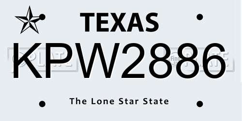 KPW2886 Texas License Plate