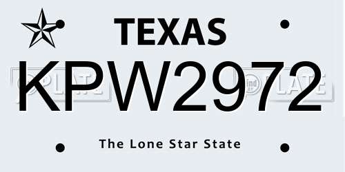 KPW2972 Texas License Plate