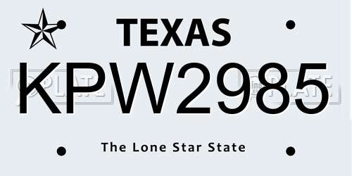 KPW2985 Texas License Plate