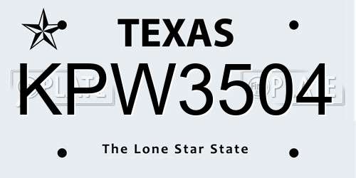 KPW3504 Texas License Plate