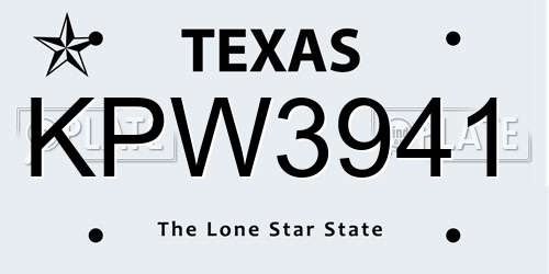 KPW3941 Texas License Plate