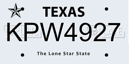 KPW4927 Texas License Plate