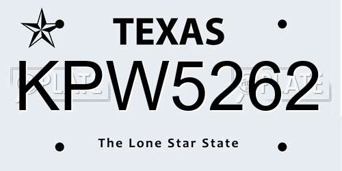 KPW5262 Texas License Plate