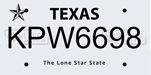 KPW6698 Texas License Plate