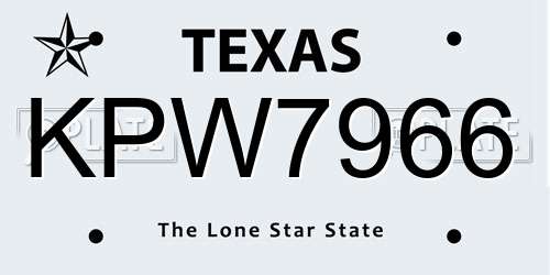 KPW7966 Texas License Plate