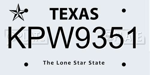 KPW9351 Texas License Plate