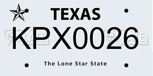 KPX0026 Texas License Plate