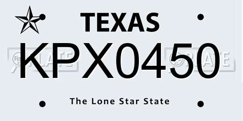 KPX0450 Texas License Plate