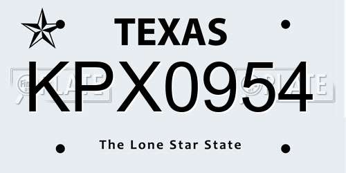 KPX0954 Texas License Plate