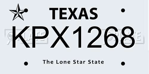 KPX1268 Texas License Plate