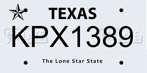 KPX1389 Texas License Plate