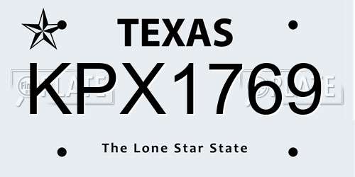 KPX1769 Texas License Plate
